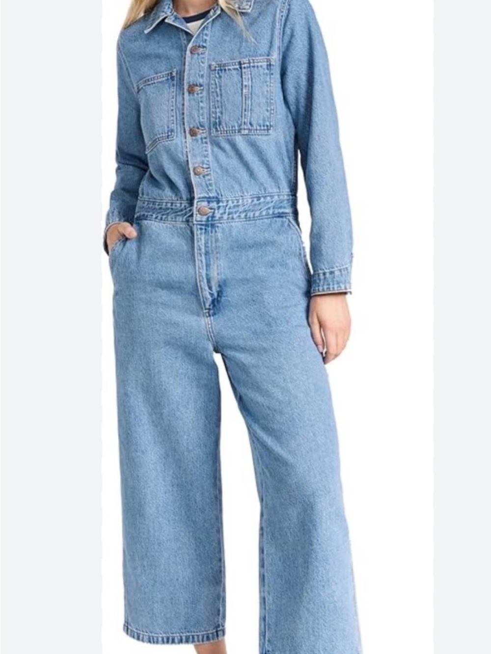 Levi's Light Blue Wide-Leg Denim Jumpsuit